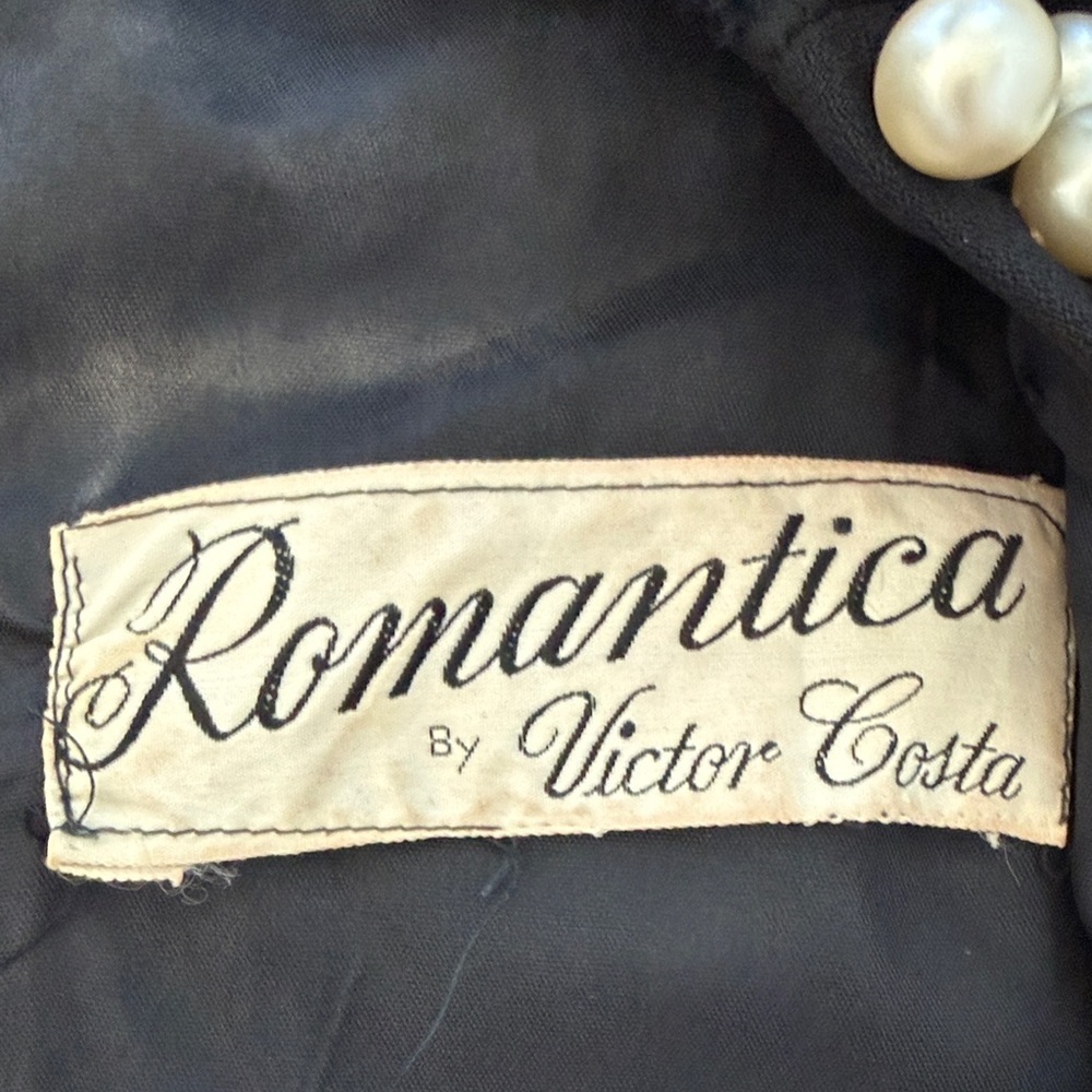 Vintage Romantica by Victor Costa Rare Black Dress with Pearls - Picture 3 of 10